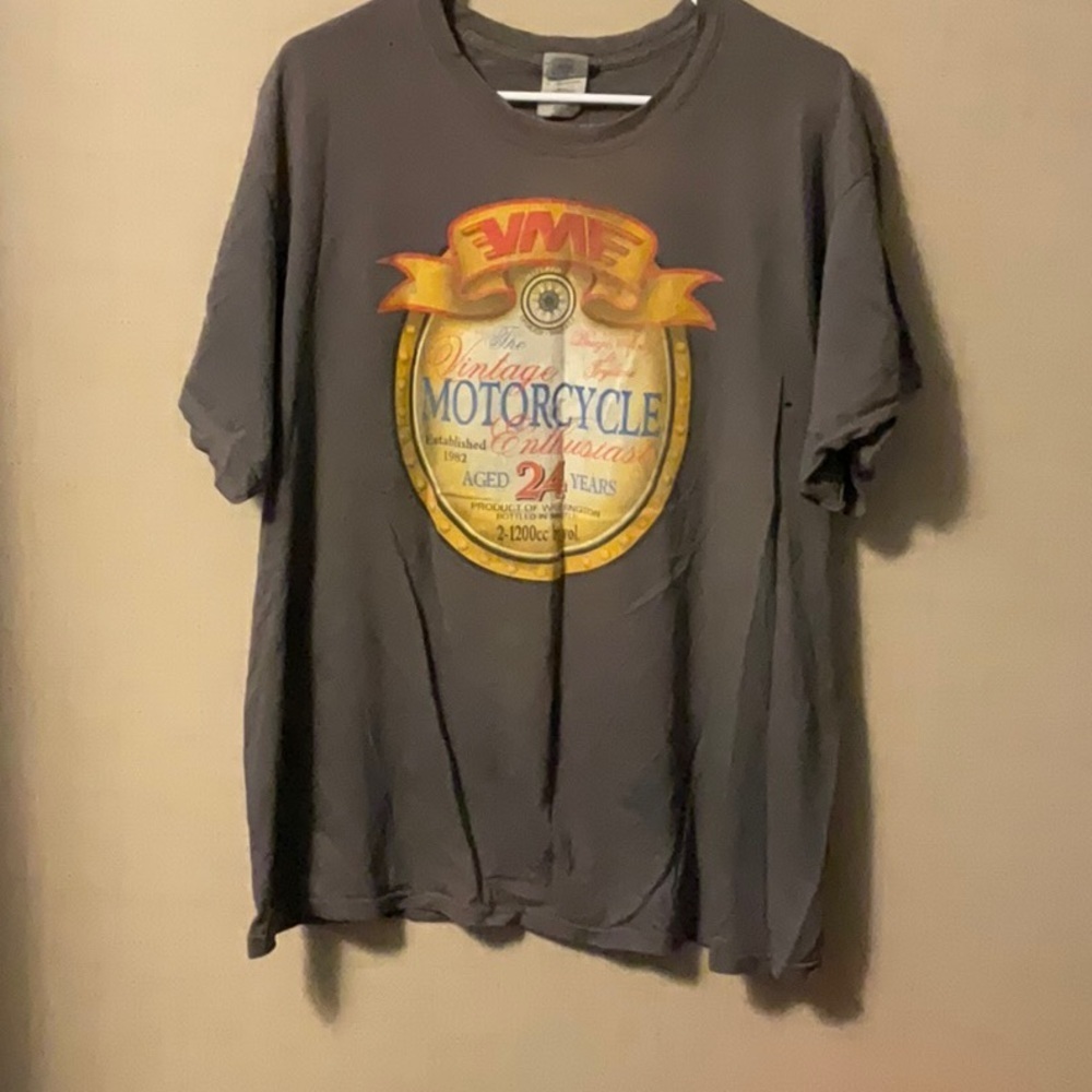 Gildan Gray Short Sleeve Tee with Retro Logo
